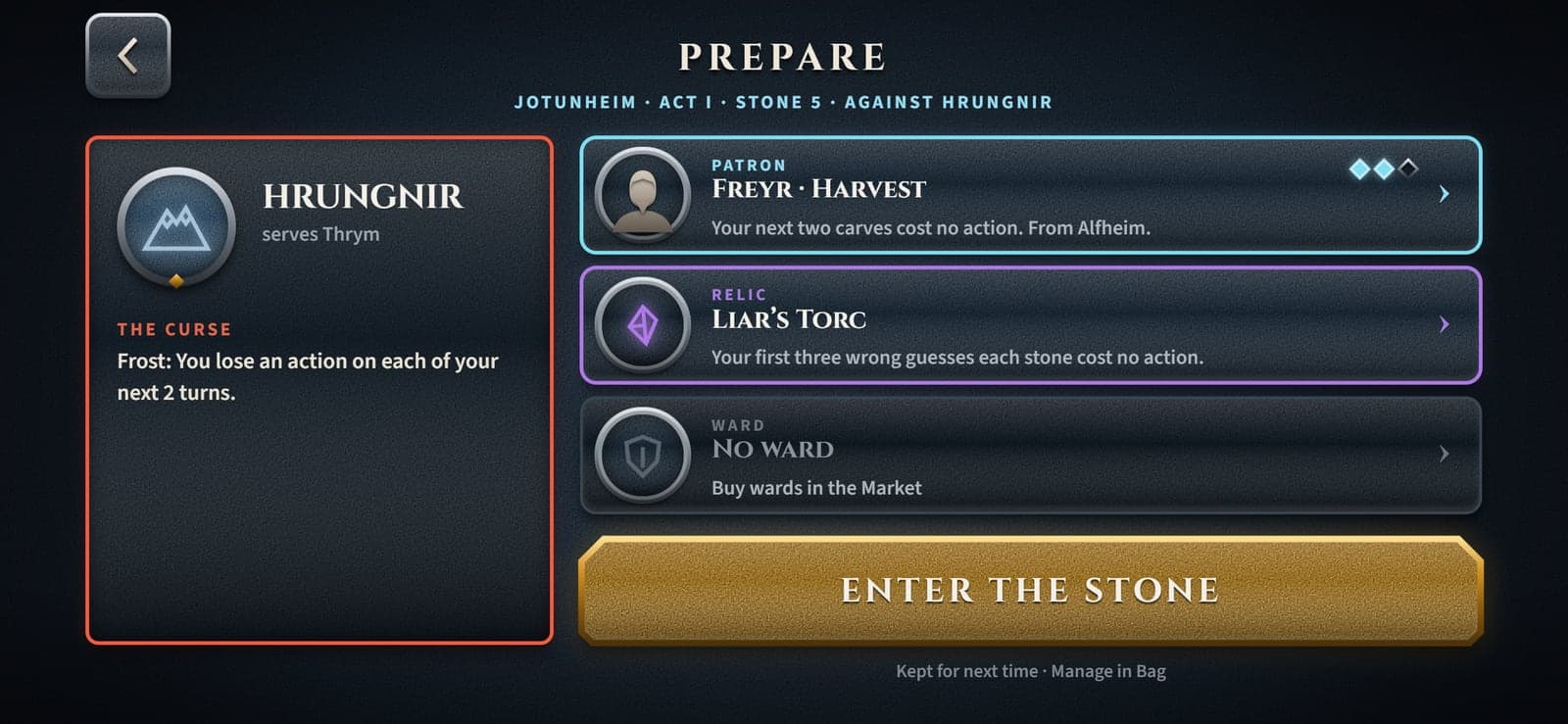 Preparing for a stone: choosing a patron, relics and wards